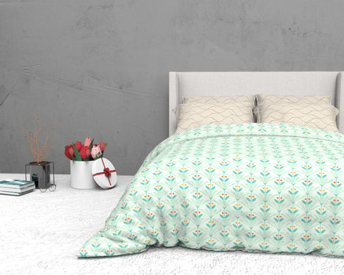 The White Moss Soft Cotton Ida Double Bedsheet With 2 Pillow Covers